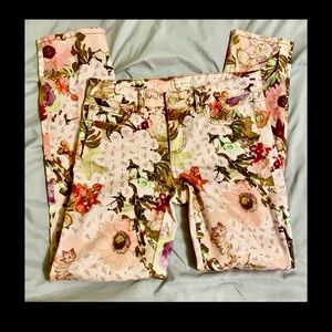 Tory Burch Izzy Pink and Cream Floral Jeans